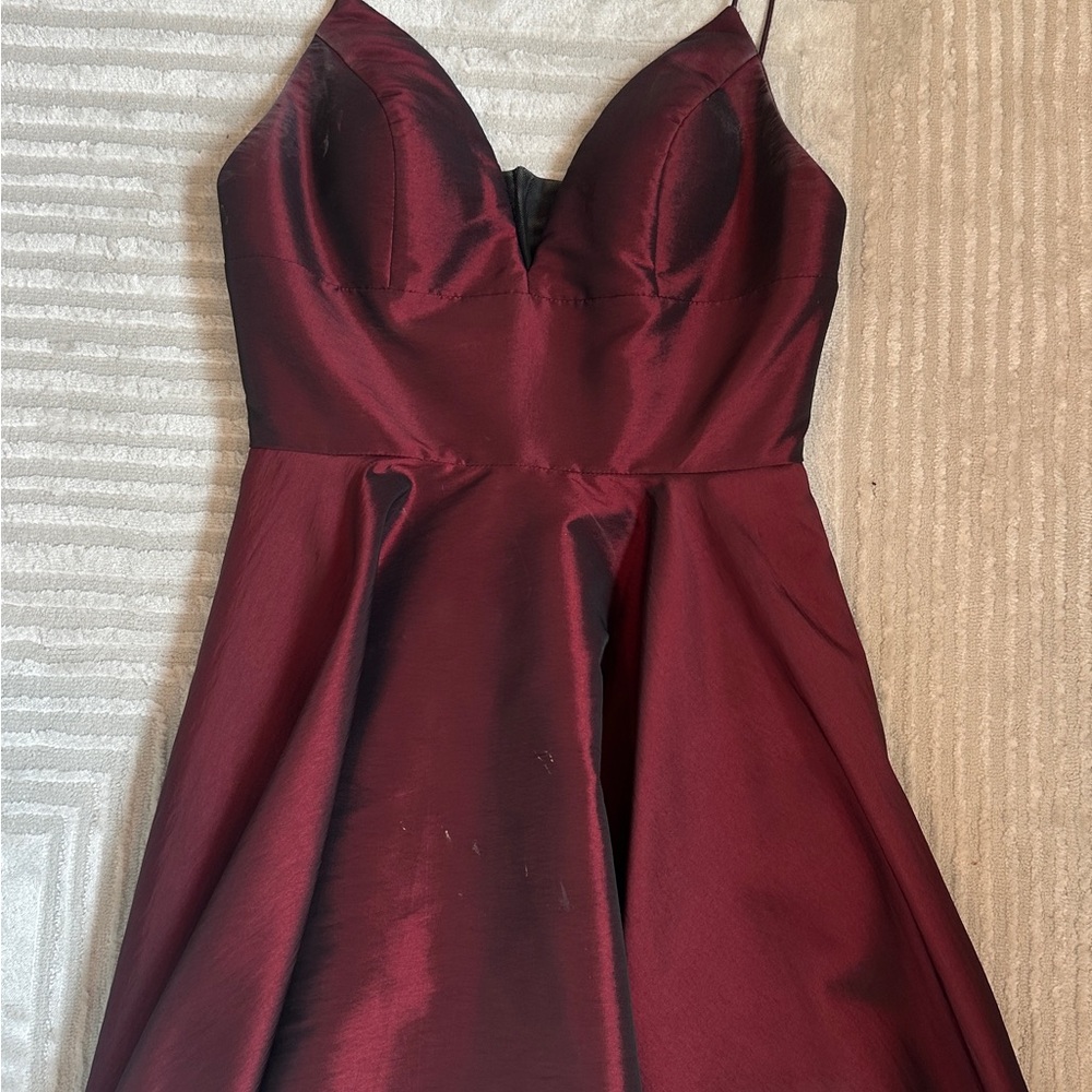 Sherri Hill Strapless Burgundy Dress